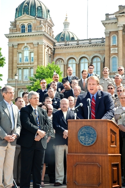 Gov. Culver and Law Enforcement Contingent At Adam Walsh Bill Signing